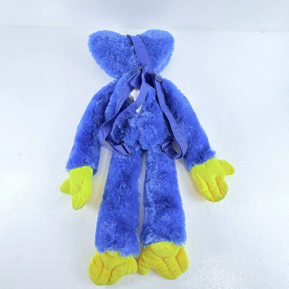 Poppy Playtime Huggy Wuggy Blue Plush Character Backpack Bag Toy Zipper Back